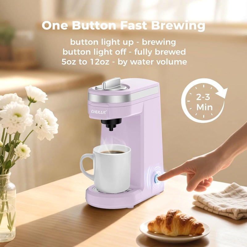 CHULUX Mini Coffee Maker for K Capsule, Single Serve Coffee Maker for One Cup Americano, Lightweight Pod Coffee Machine, Lavender - Image 4